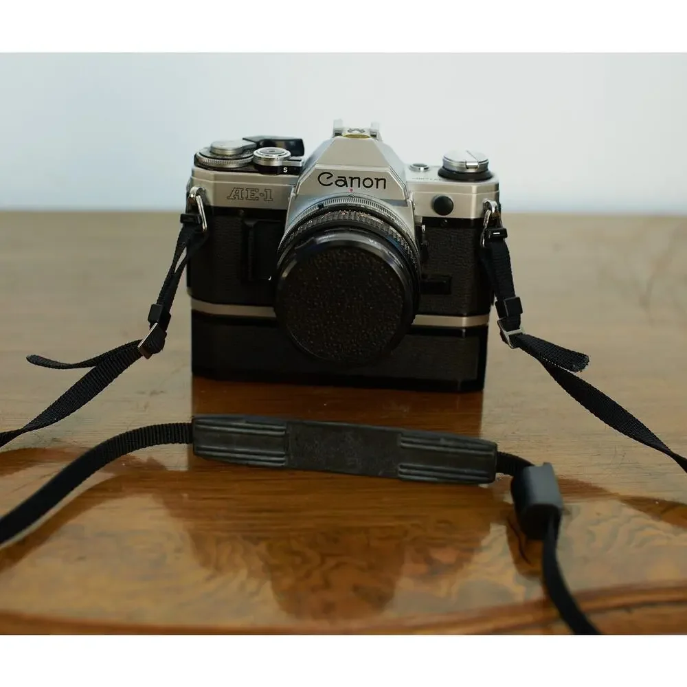 Canon AE-1 35mm Film SLR Camera w/FD 50mm 1.8 Lens | PoweWinder | Case